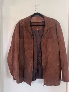 Brown Suede Zip-Front Men's Jacket